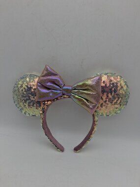 Disney Parks Gold/Purple Sequins with Bow Minnie Mouse Ears Headband